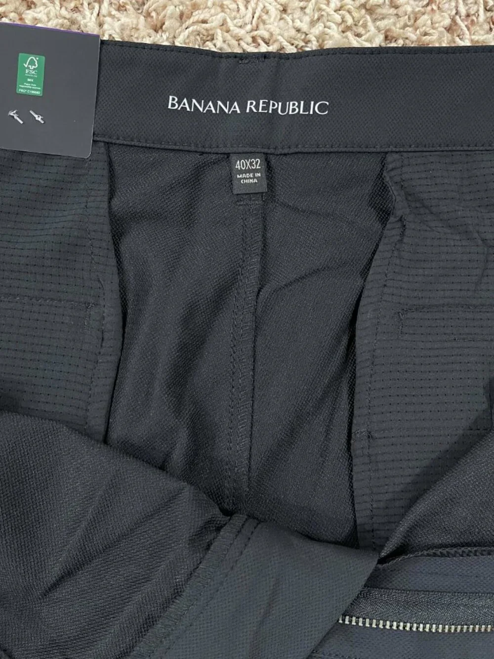 Banana Republic Men's Flat Front Pants Black, Size 40x32 (New)